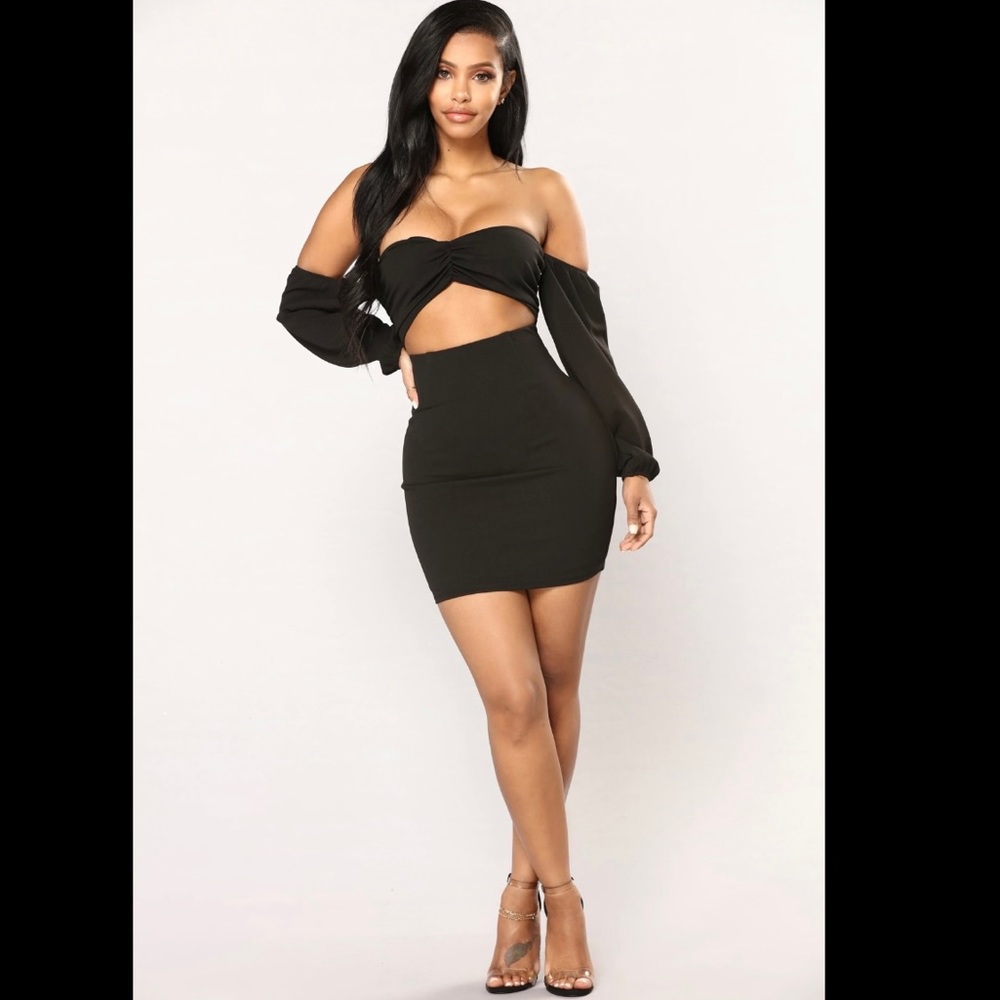 Say My Name Off the Shoulder Dress - Black